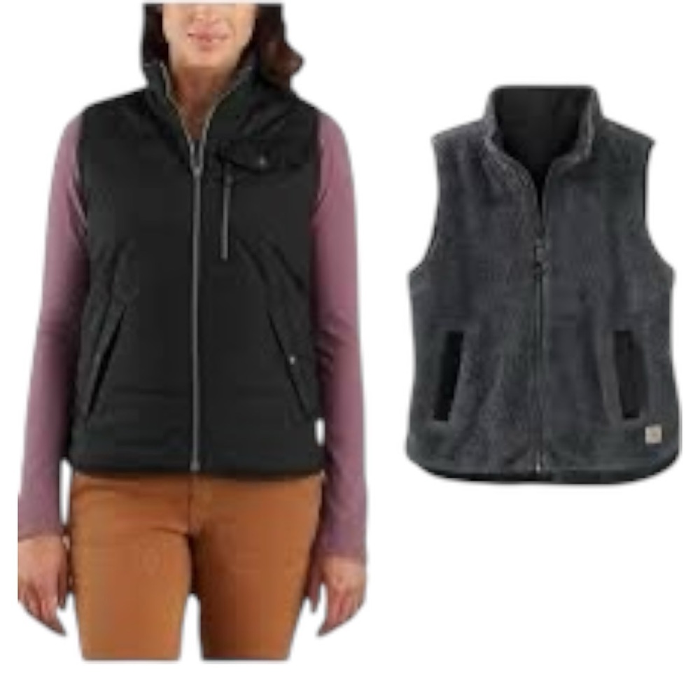 Carhartt Women's Utility Sherpa Lined Reversible Vest Charcoal Gray Size Medium